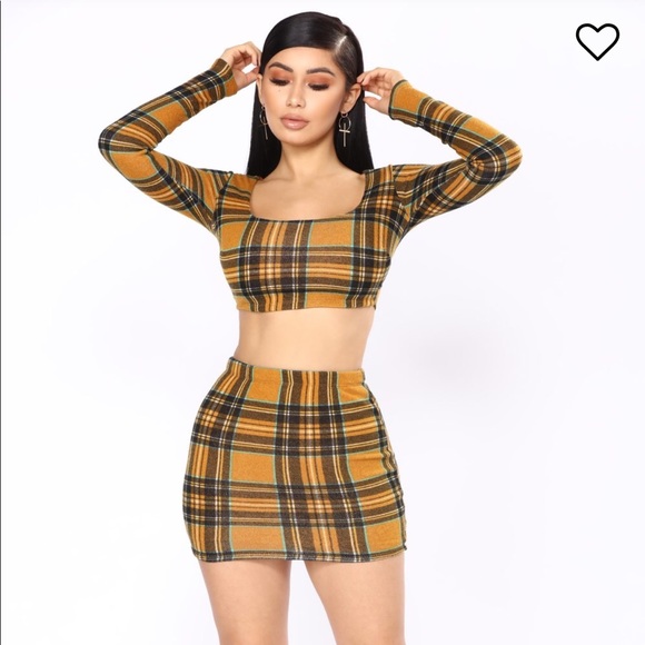 Plaid mini skirt set Clearance
